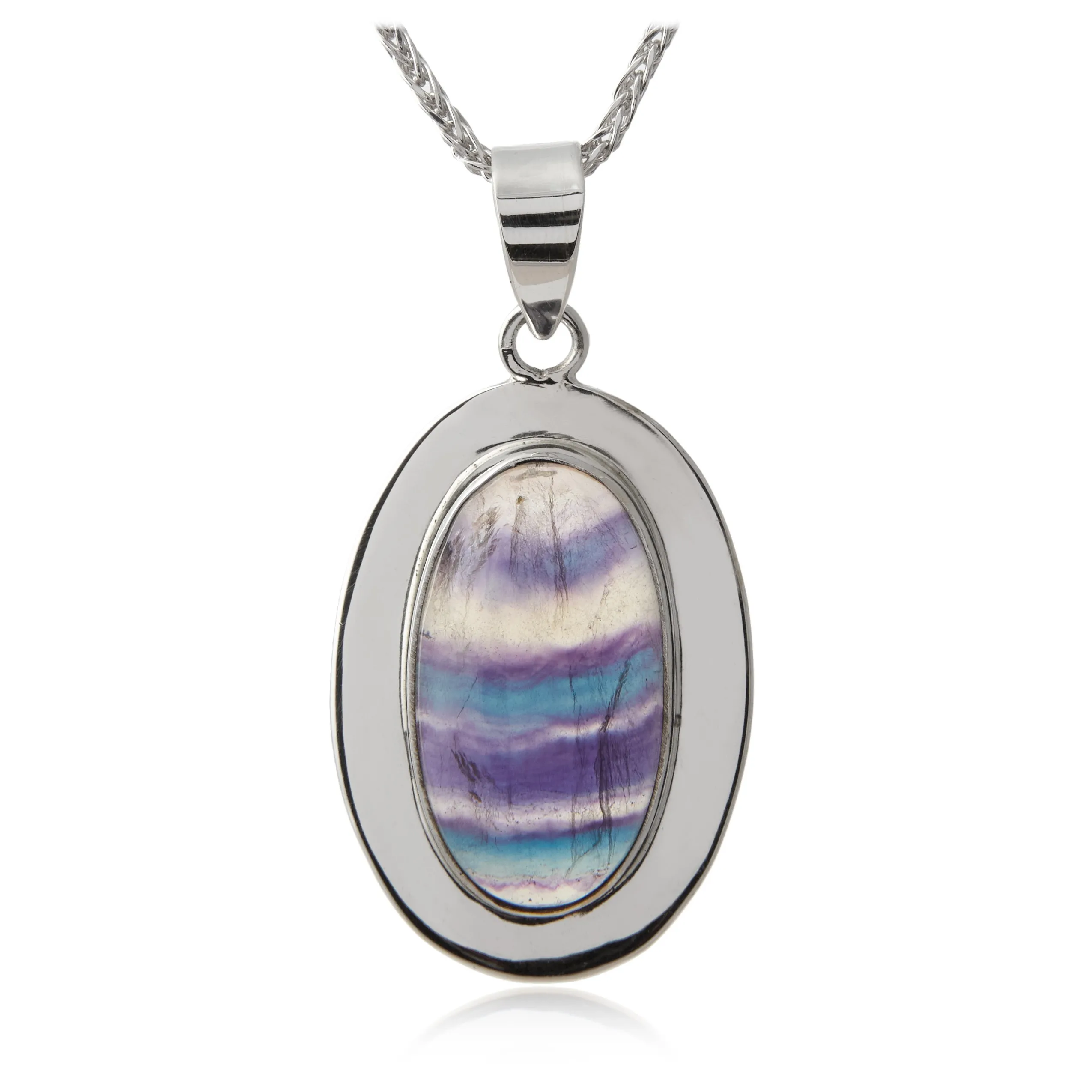 Srebrna zawieszka z fluorytem unikat - aurora mystica