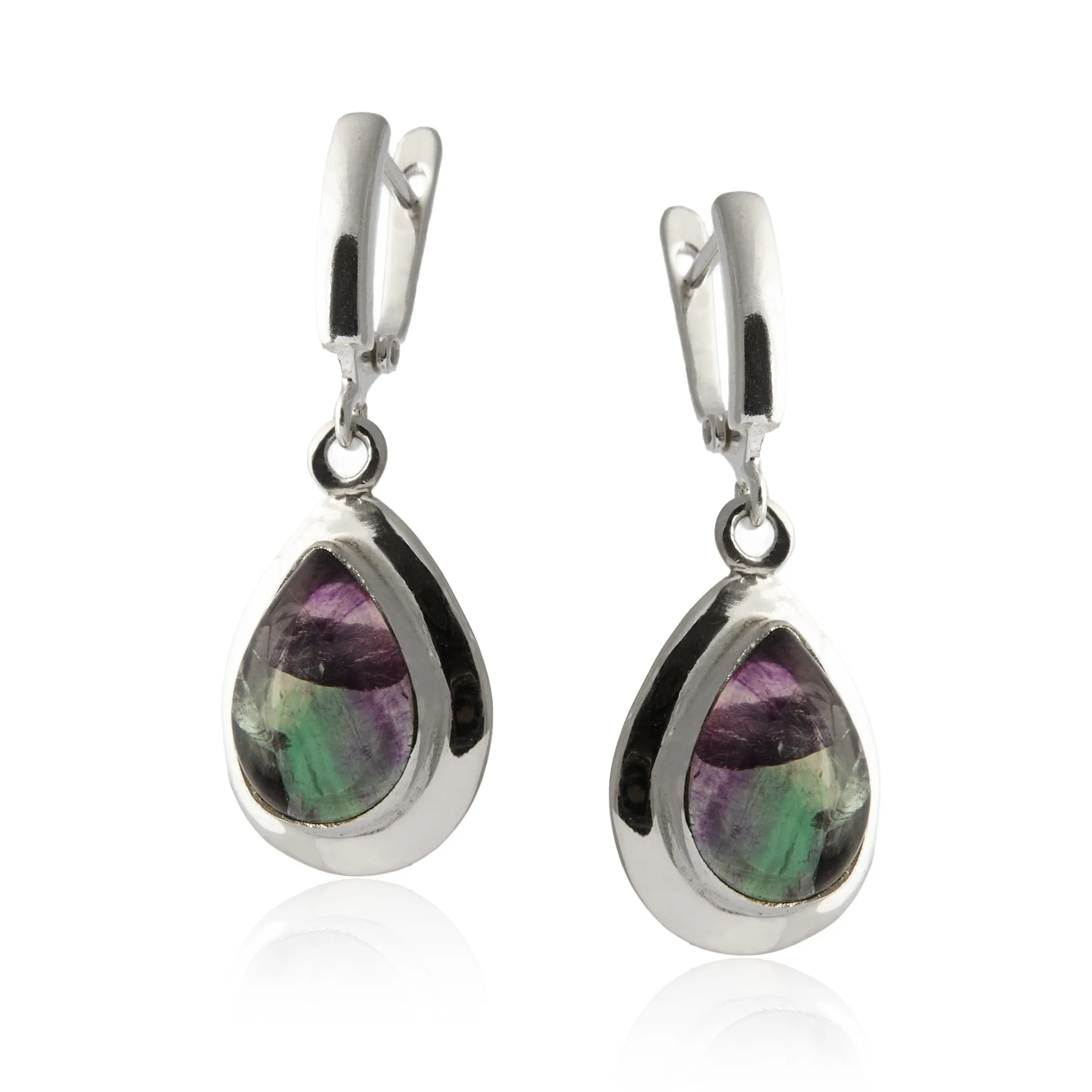 Kolczyki srebrne z fluorytem - aurora mystica