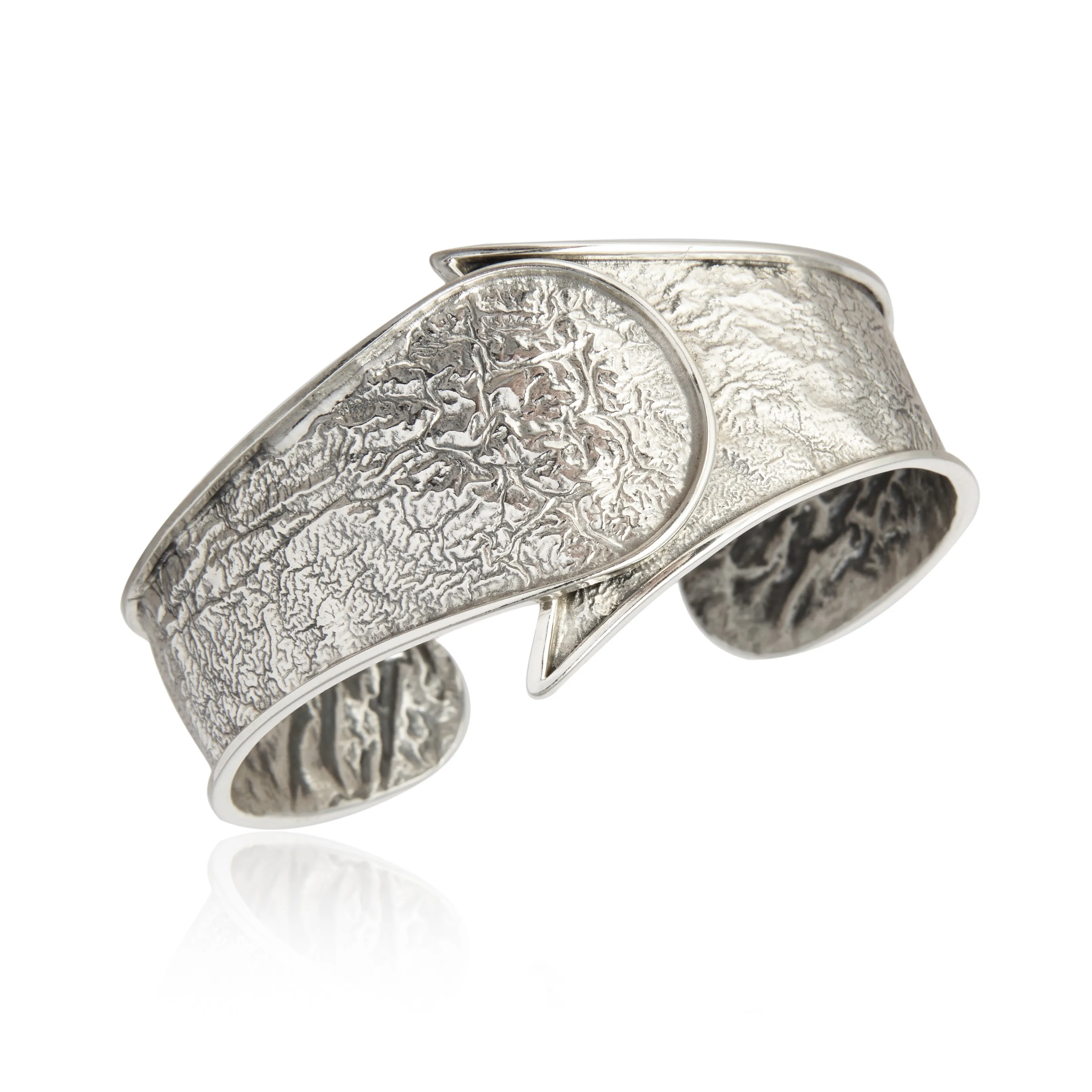 Duża bransoleta srebrna oksydowana - biżuteria artystyczna