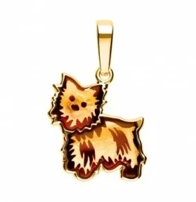 Srebrna zawieszka pozłacana kotek z bursztynem