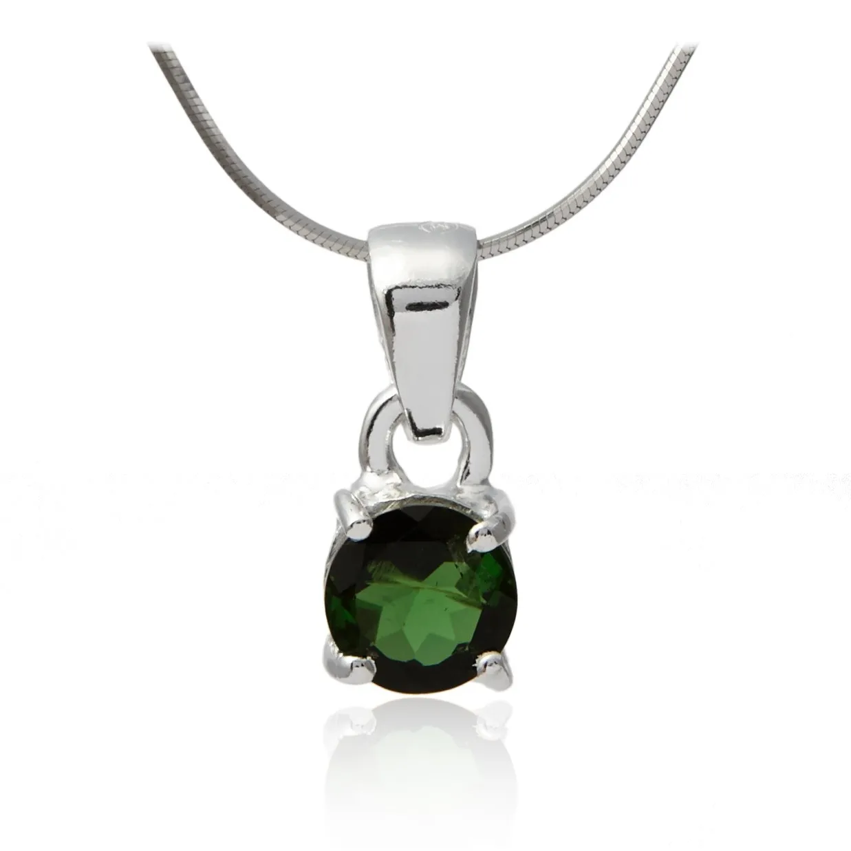 Srebrna zawieszka z naturalnym turmalinem zielny