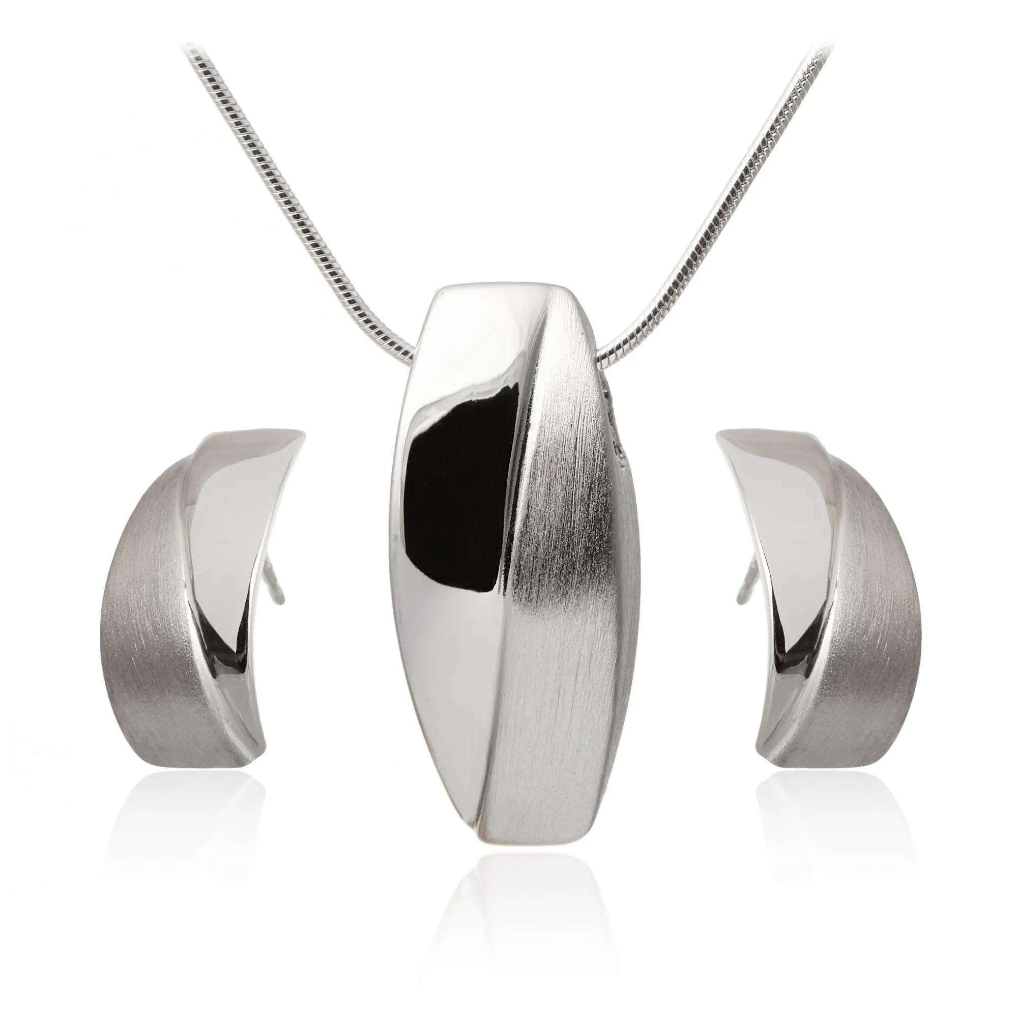 Komplet biżuteria srebrna i satynowana "nowoczesne tokio"