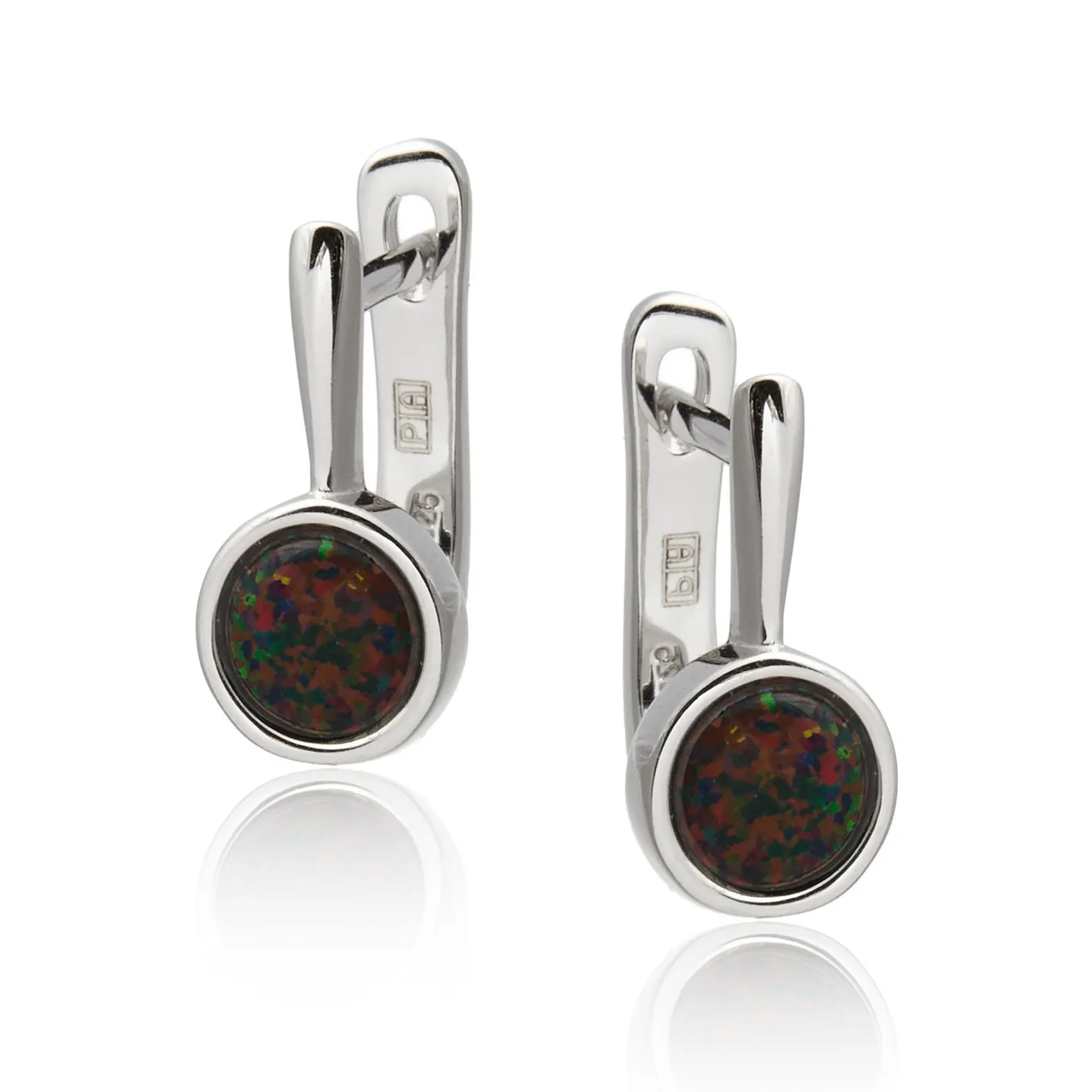 Kolczyki srebrne  z czarnym opalem  - mystica noire