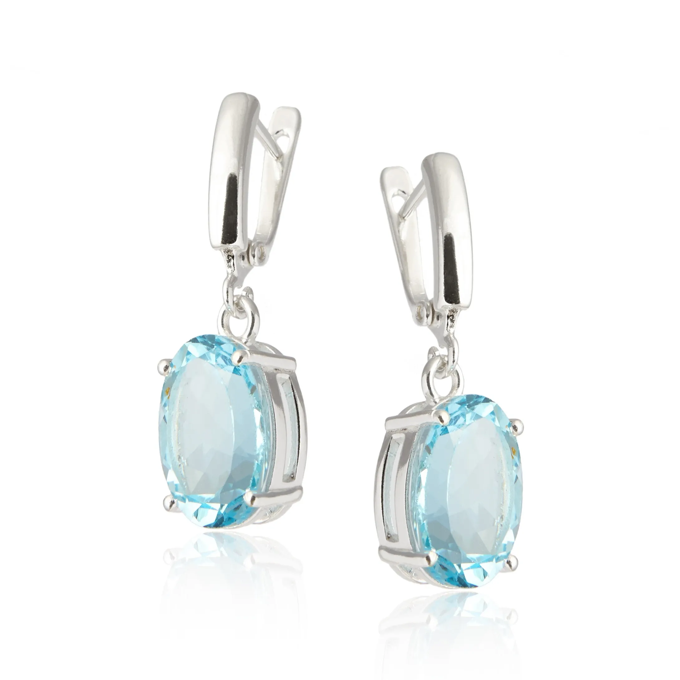 Kolczyki srebrne  z niebieskim naturalnym topazem - duże