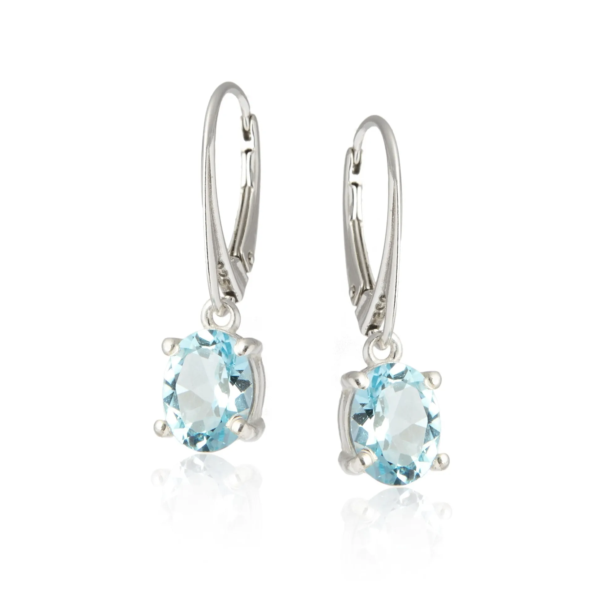 Kolczyki srebrne z niebieskim topazem na angielskim zapięciu