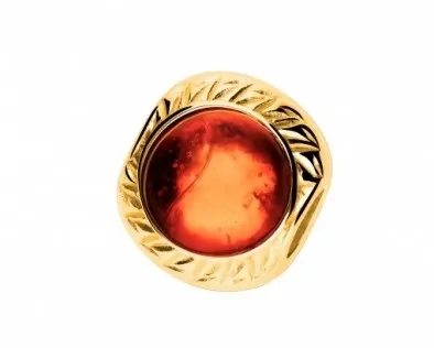 Charms srebrny pozłacany z koniakowym bursztynem do modułowych bransoletek