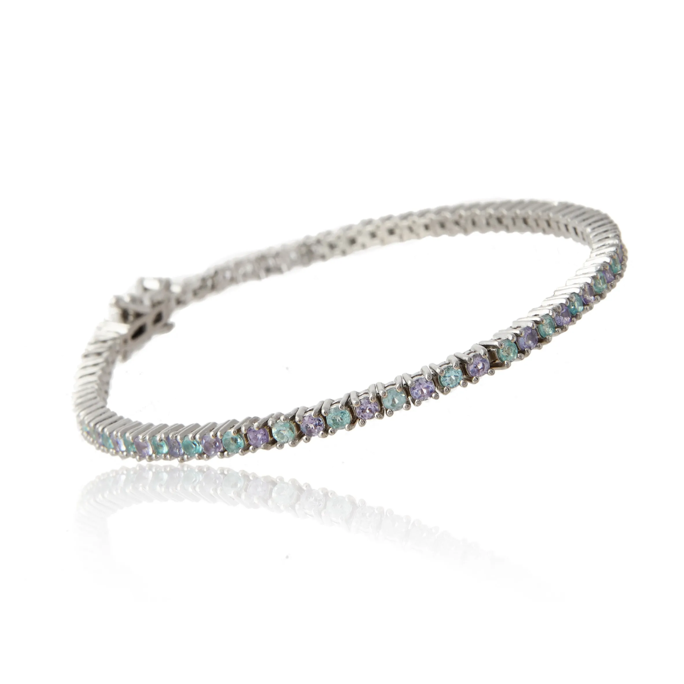 Bransoletka srebrna z tanzanitami i akwamarynami