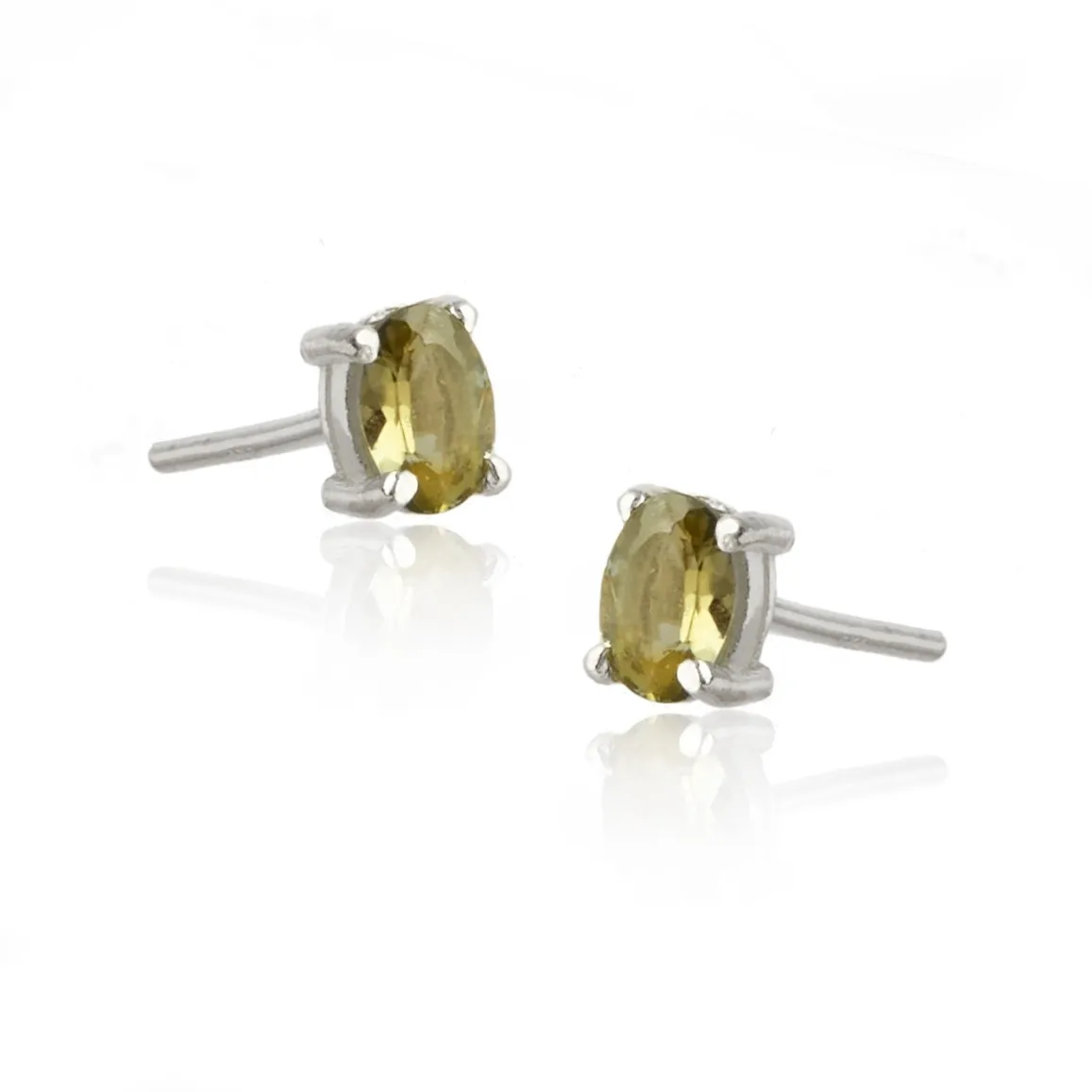 Kolczyki srebrne z naturalnym turmalinem w kolorze zielonej oliwki