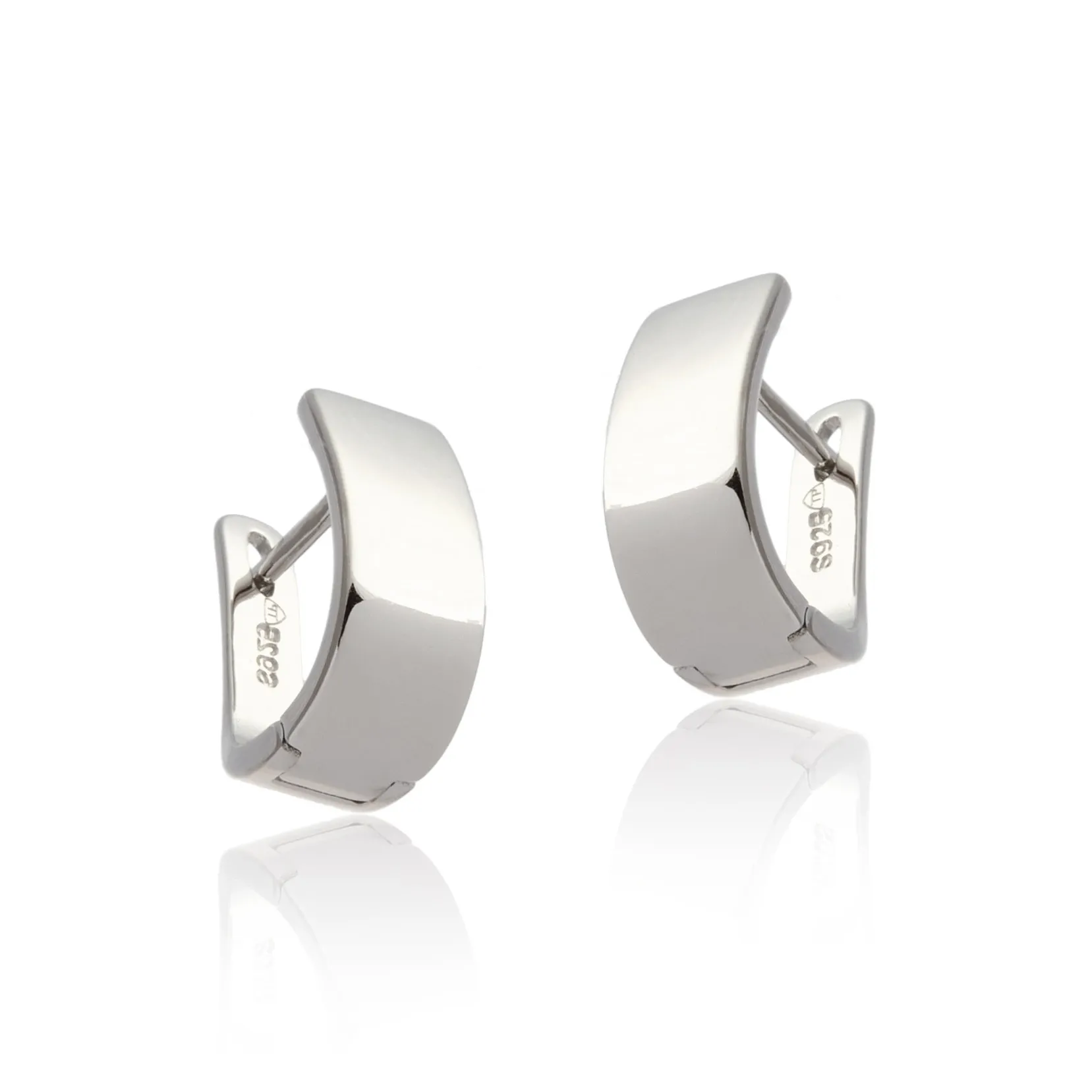 Kolczyki srebrne gładkie rodowane - zapięcie angielskie - elegancja zaklęta w geometrii