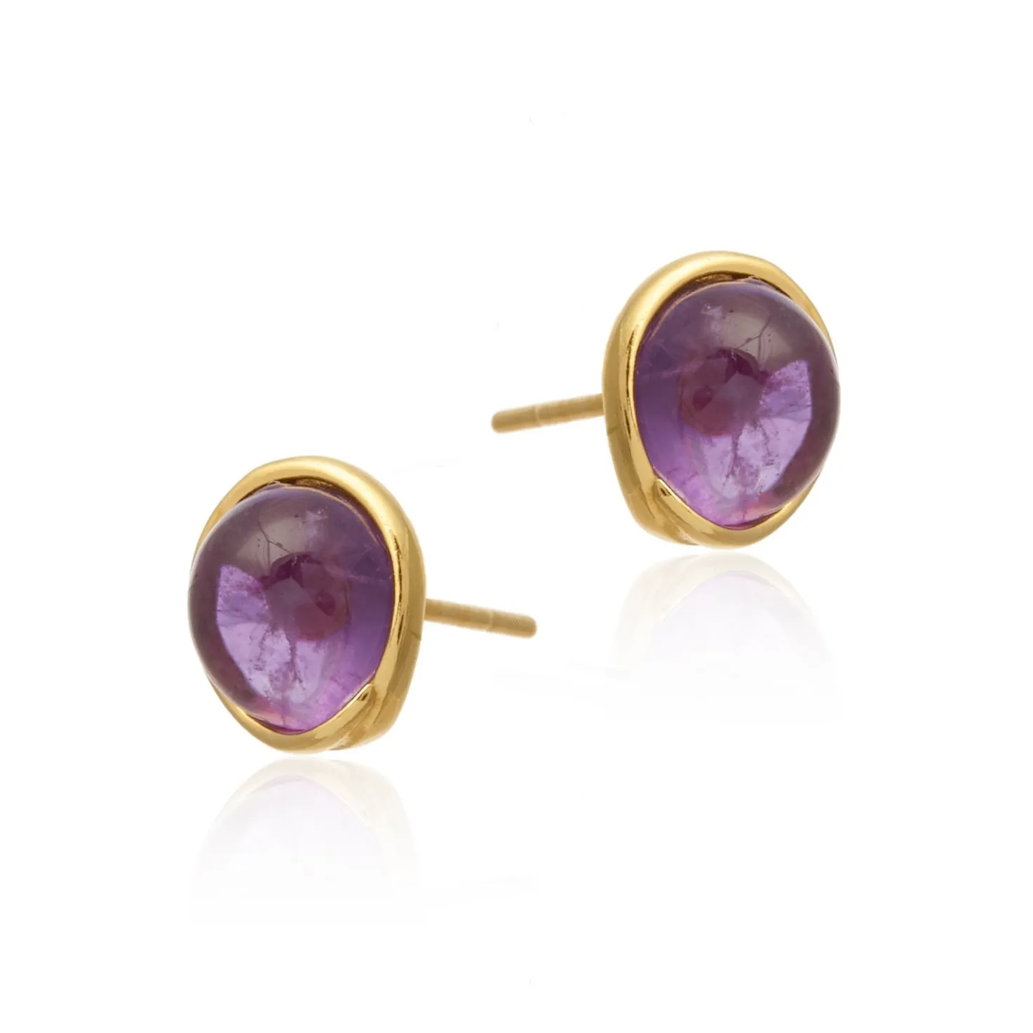 Kolczyki srebrne pozłacane  z ametystem