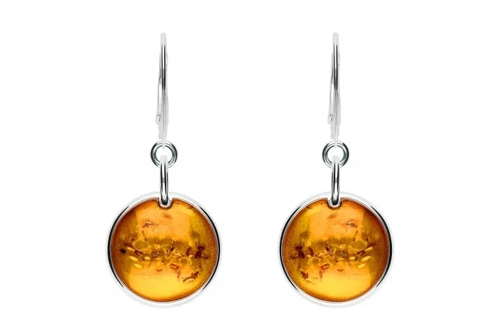 Kolczyki srebrne z cytrynowym bursztynem talarki