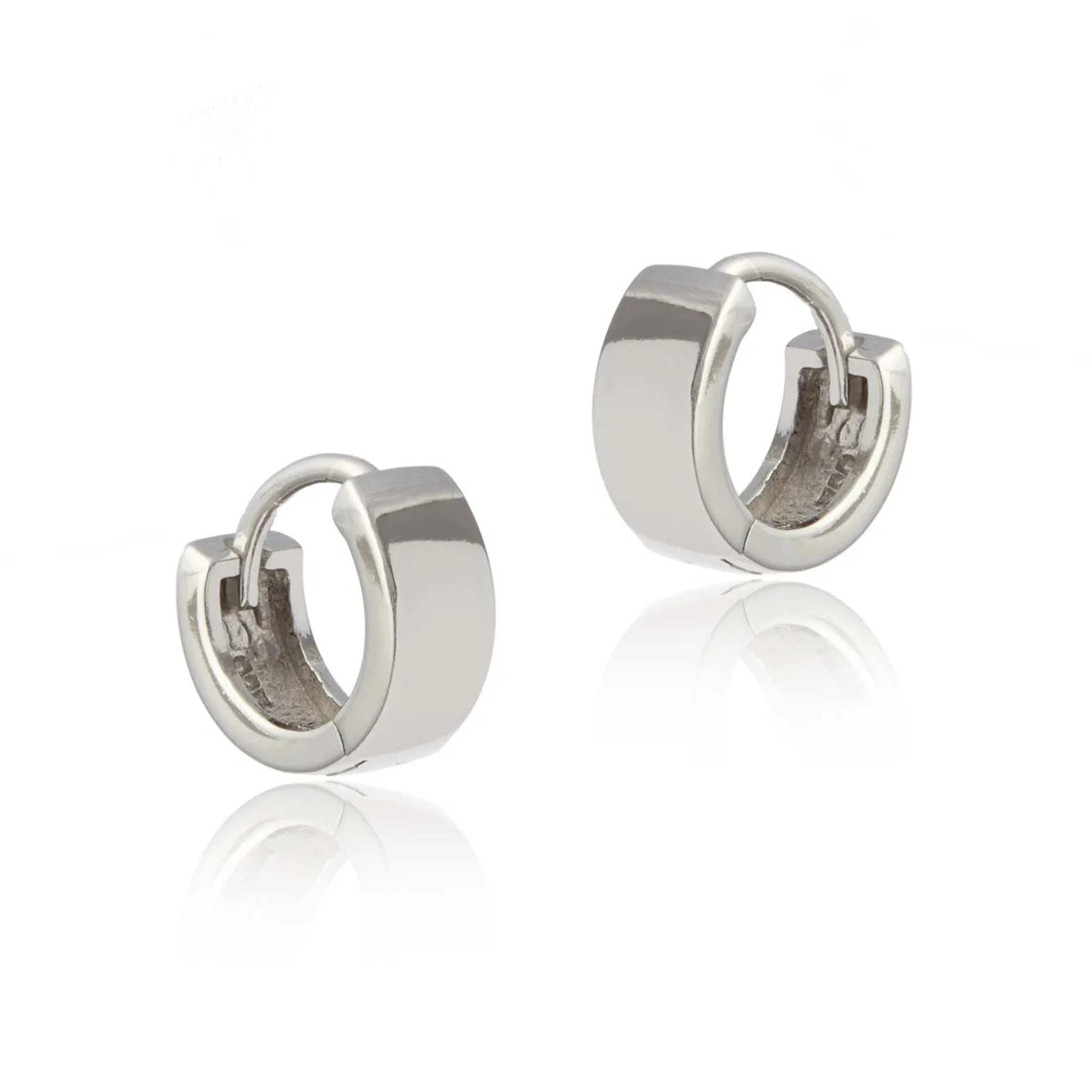 Kolczyki srebrne małe kółeczka rodowane  gładkie