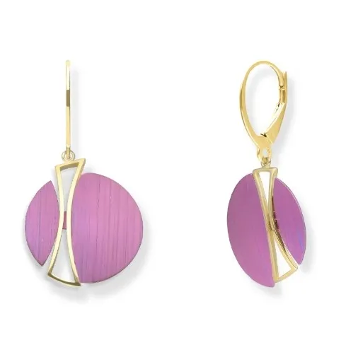 Kolczyki srebrne pozłacane z tytanem purpurowy horyzont