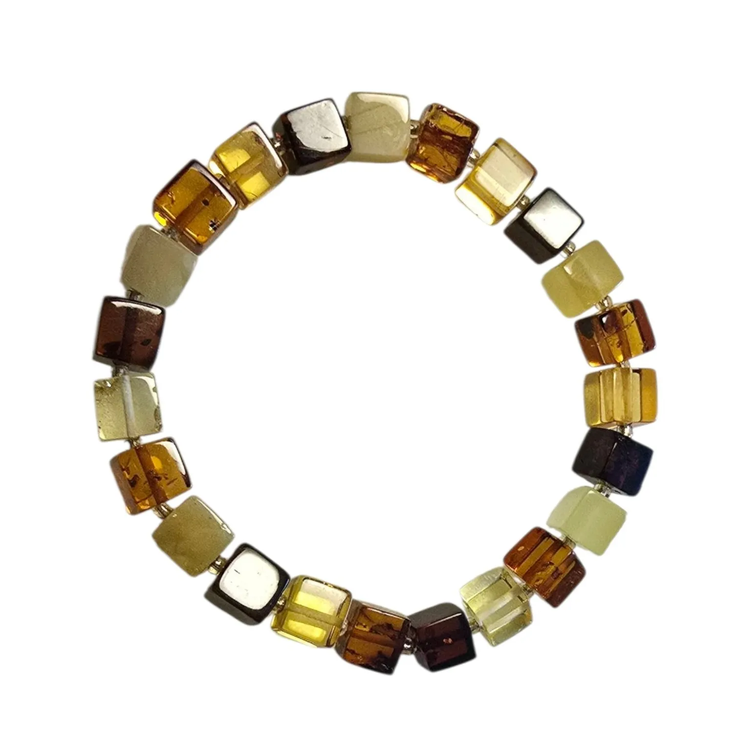 Bransoletka z bursztynem kosteczka  0,6 cm