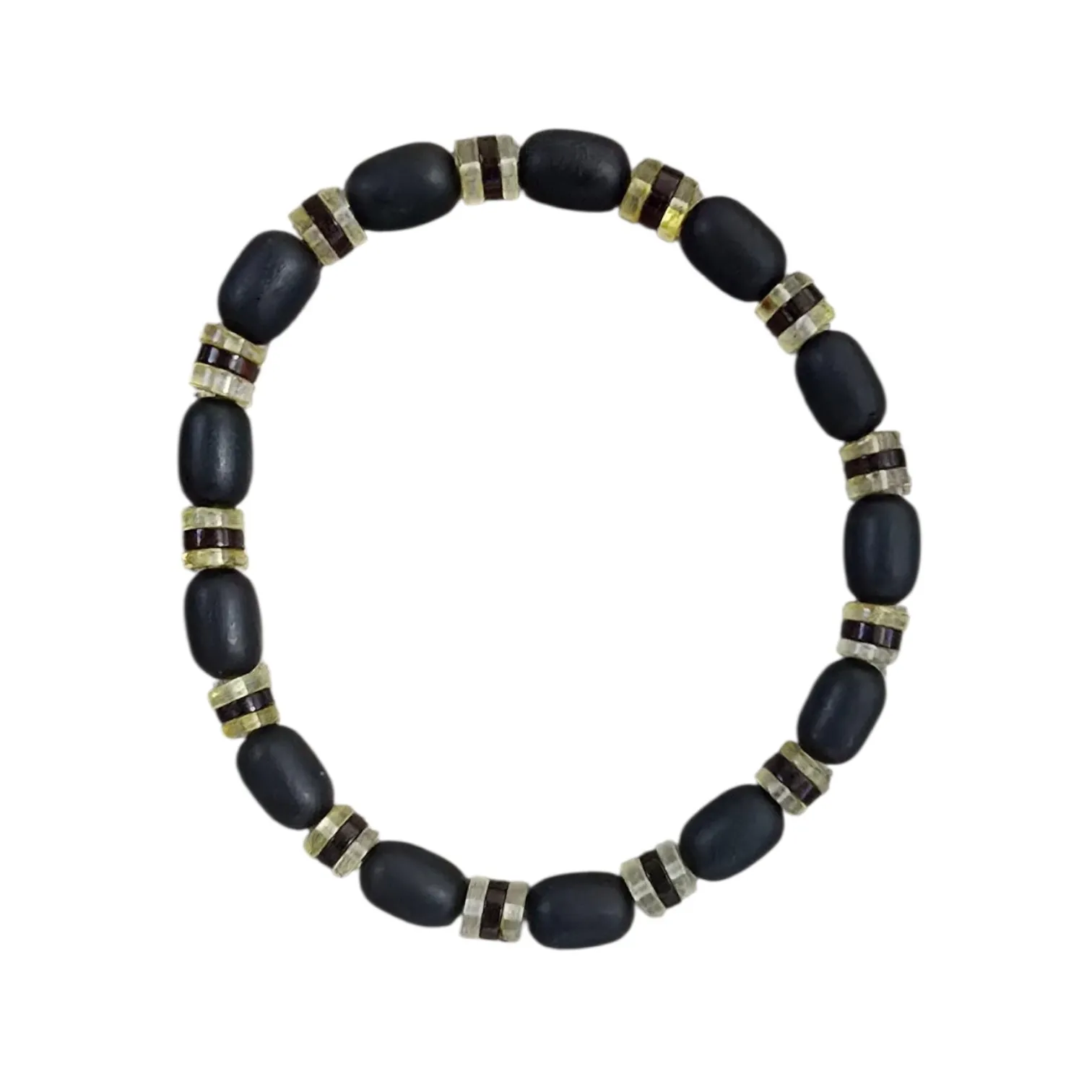 Bransoletka męska z bursztynem matowa owalna kółka z cytrynowym walcem