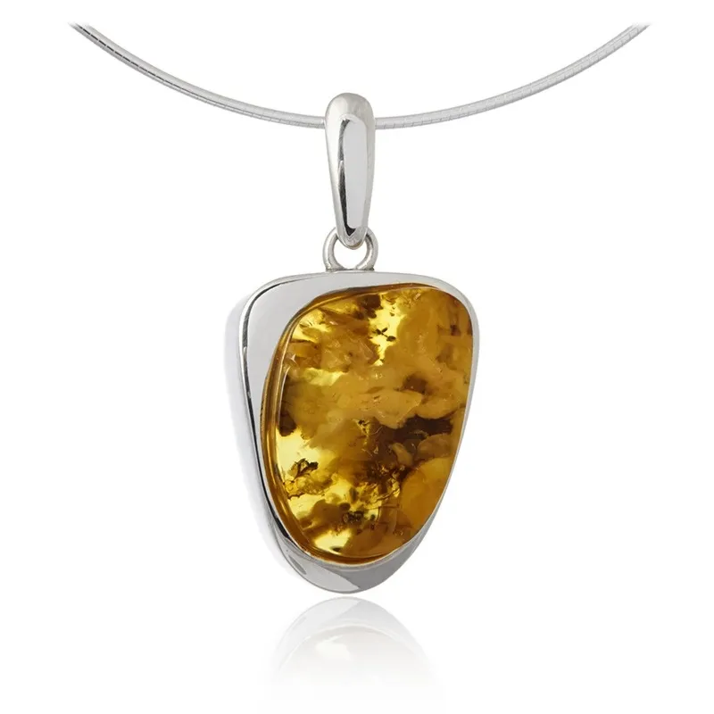 Srebrna zawieszka z bursztynem „złoty obłok”