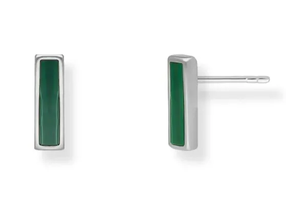 Kolczyki srebrne z malachitem prostokąty