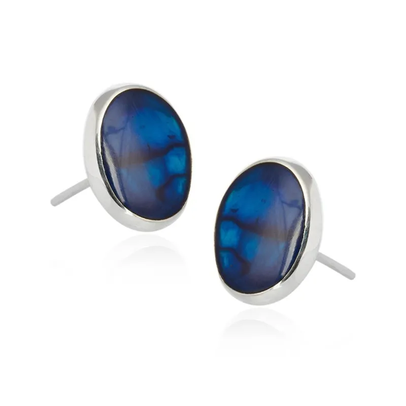 Kolczyki srebrne z masą perłową - owalne