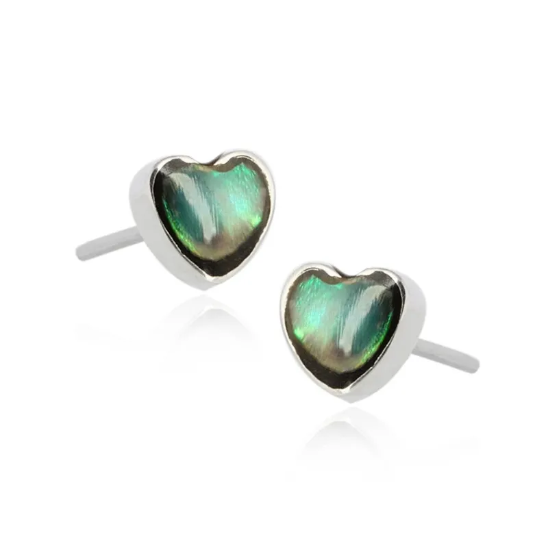 Kolczyki srebrne z muszlą paola  - serca