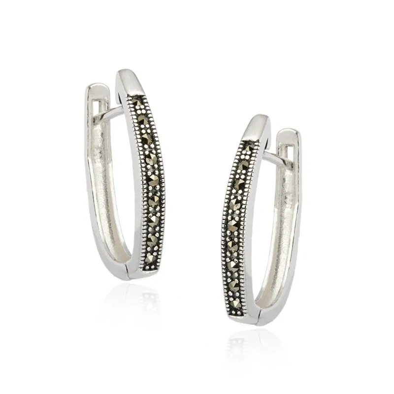 Kolczyki srebrne z markazytami - proste