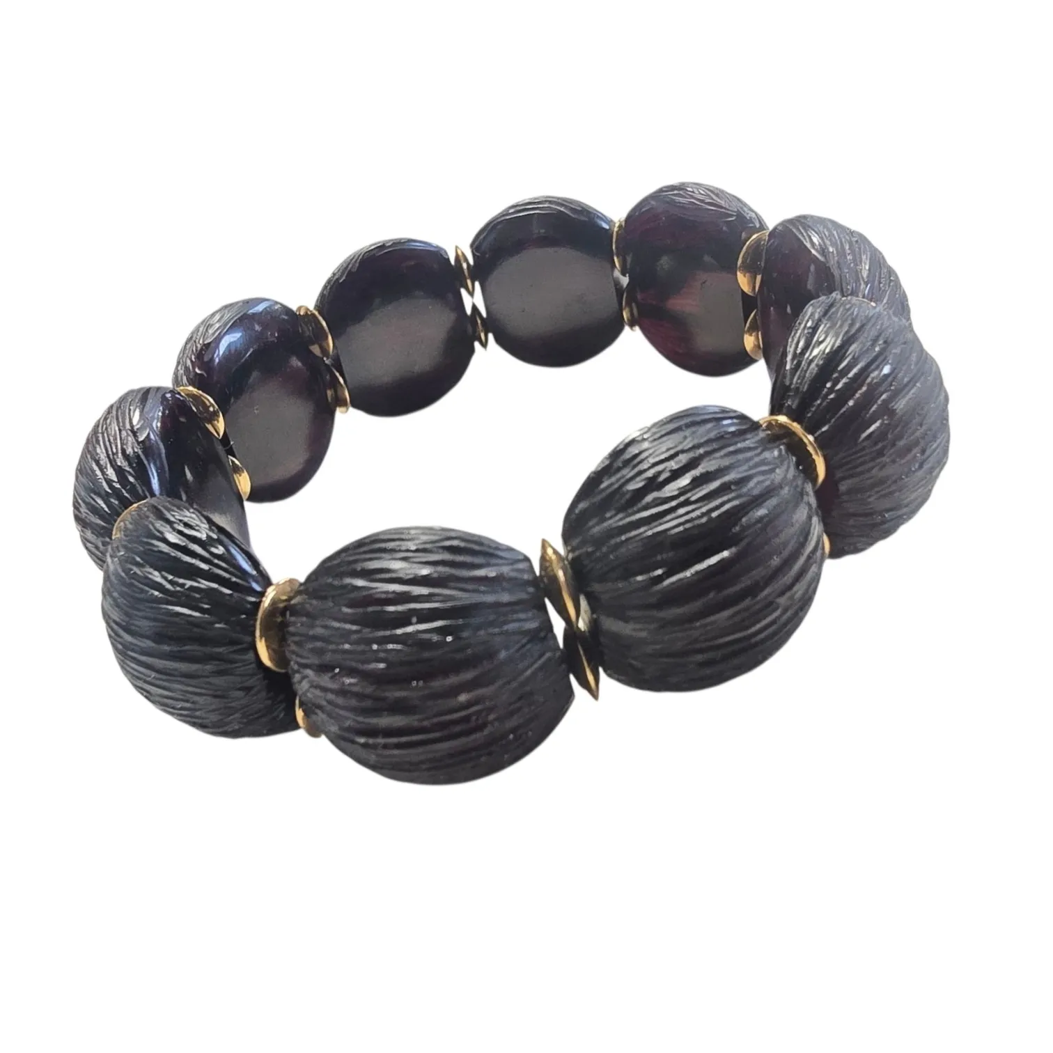 Piękna bransoleta srebrna pozacana "czarne fale" z wiśniowym matowym bursztynem