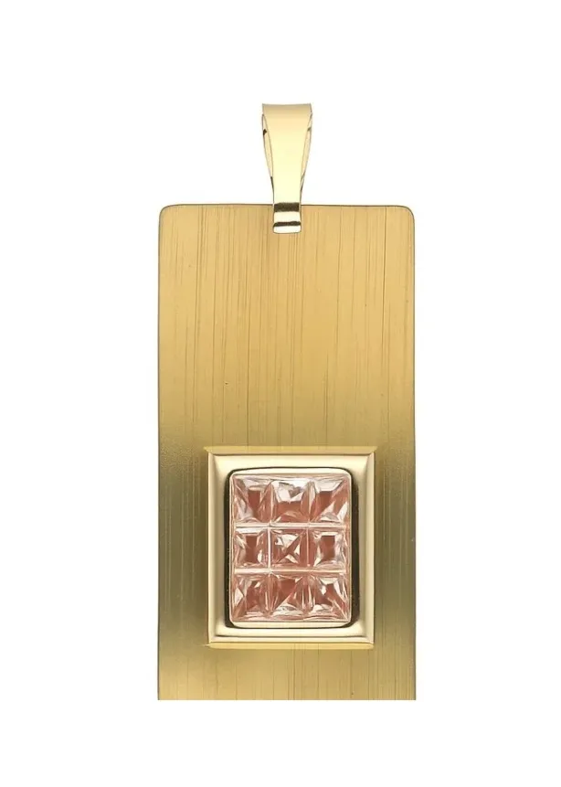 Srebrny wisiorek ze złotym  tytanem i cyrkoniami w kolorze złotym