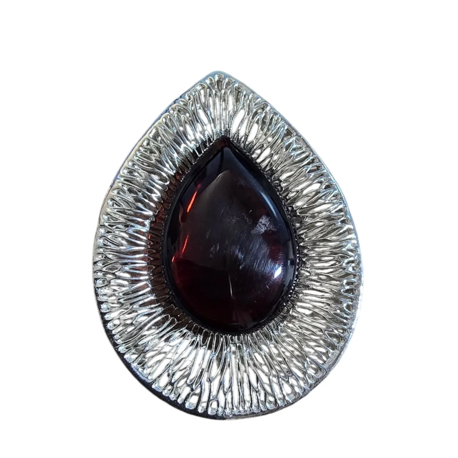 Piękna elegancka zawieszka srebrna z wiśniowym bursztynem