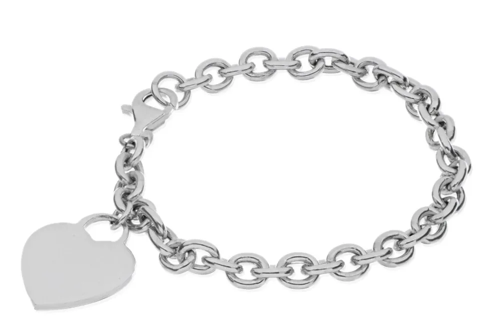 Oryginalna bransoletka srebrna  z dużym sercem
