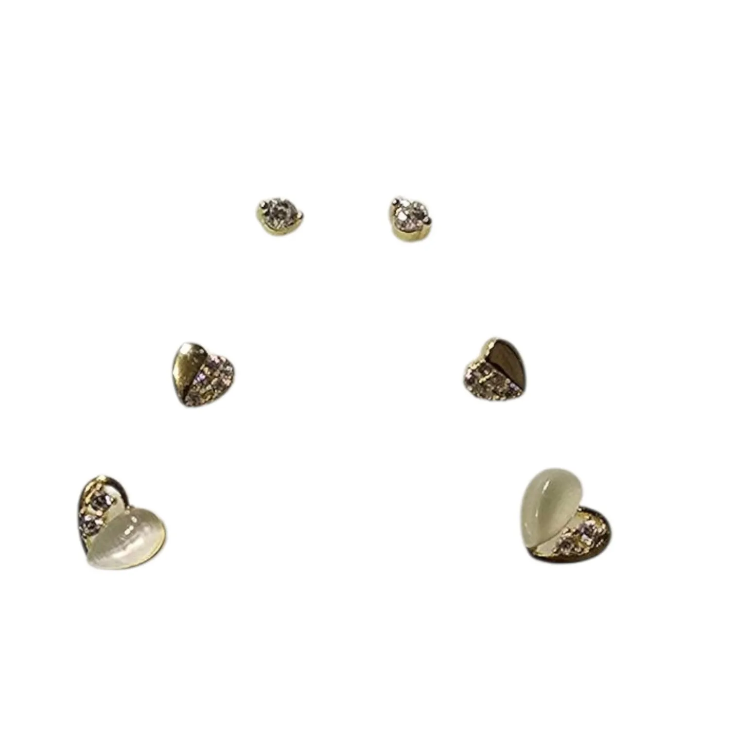 Kolczyki srebrne pozłacane set 3 pary serduszka