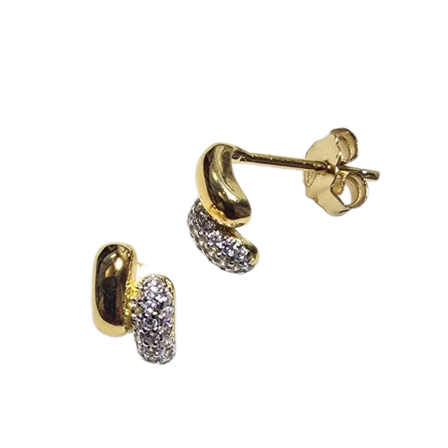 Subtelne kolczyki srebrne pozłacane z cyrkoniami