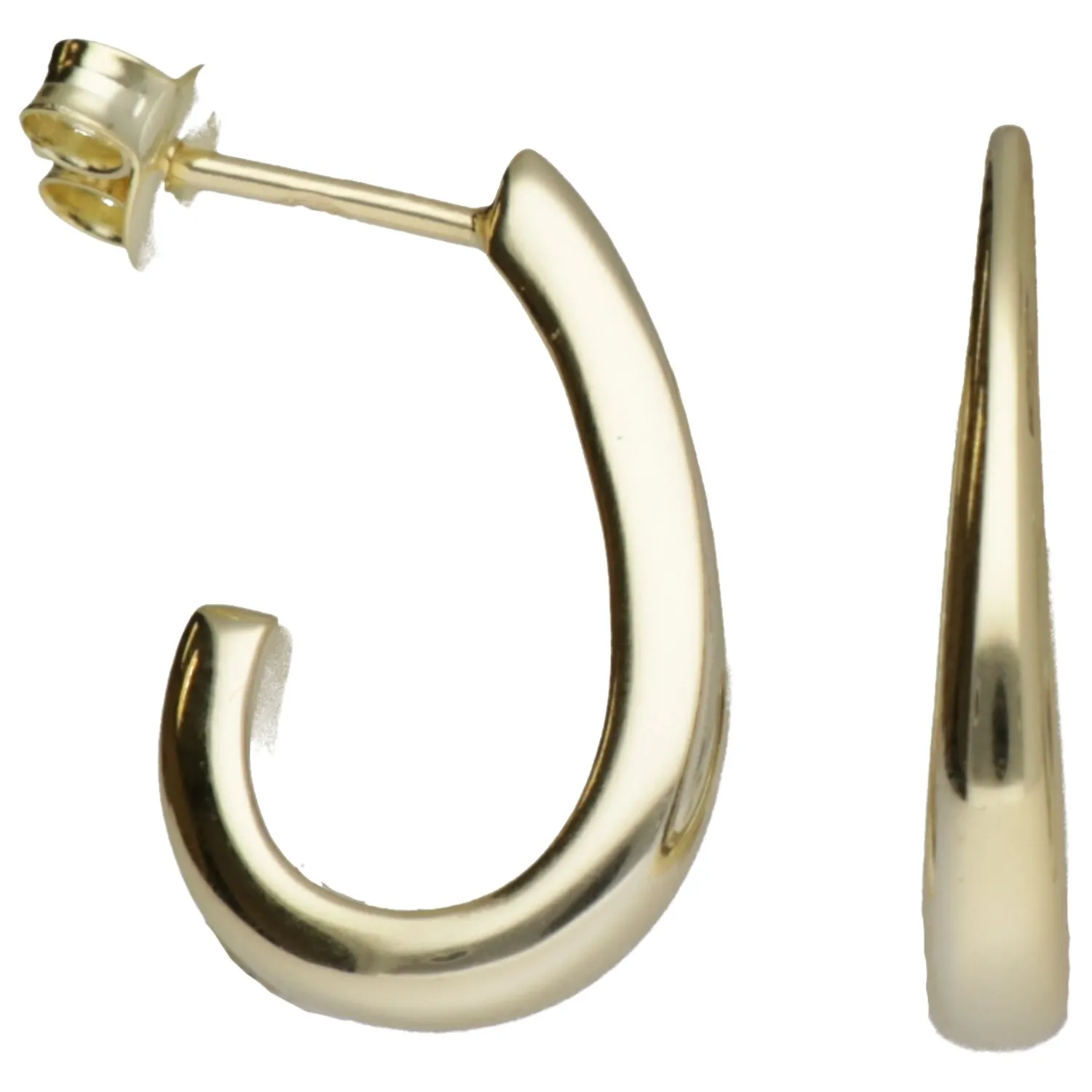 Kolczyki srebrne pozłacaneproste półkola - biżuteria włoska