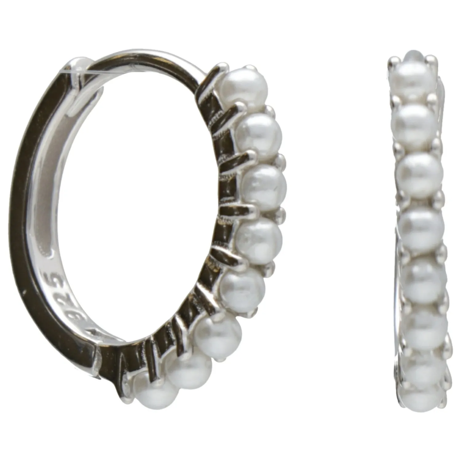 Kolczyki srebrne kółka z perełkami - biżuteria srebrna