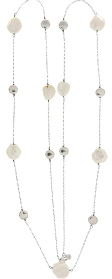 Cudny naszyjnik srebrny z barokowymi naturalnymi perłami