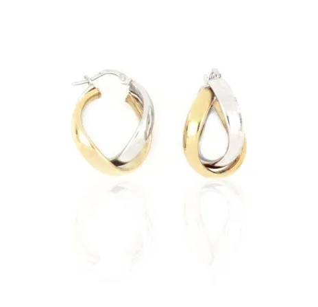 Piękne kolczyki  srebrne 925 kółka srebro rodowane z pozłacanym kółka