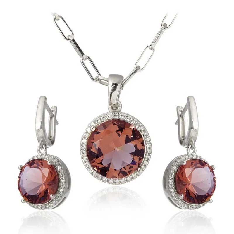 Komplet biżuteria srebrna sultanit i cyrkonie