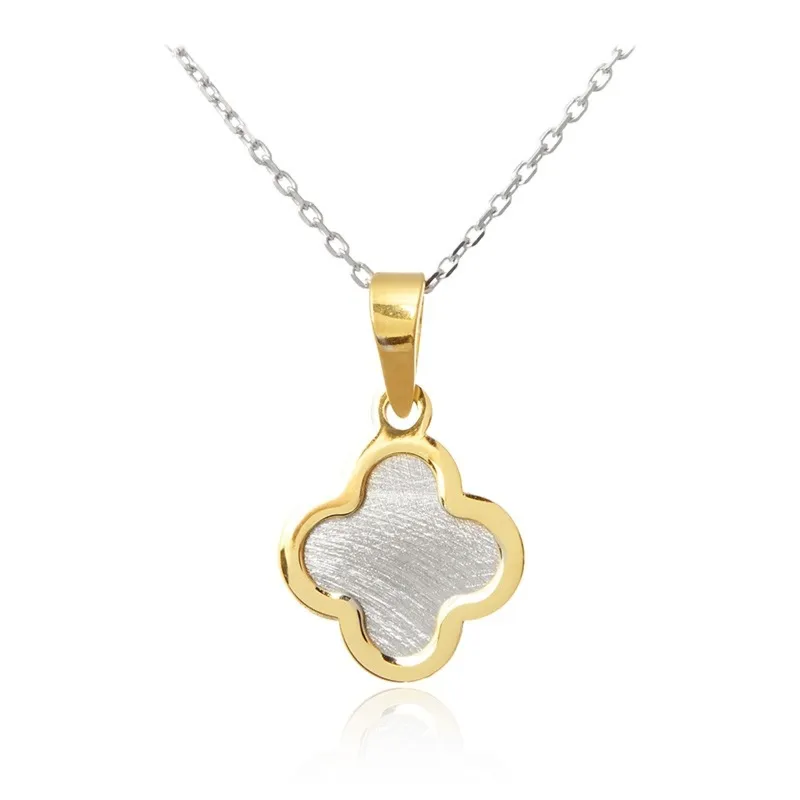 Zawieszka srebrna satynowana i pozłacana koniczynka