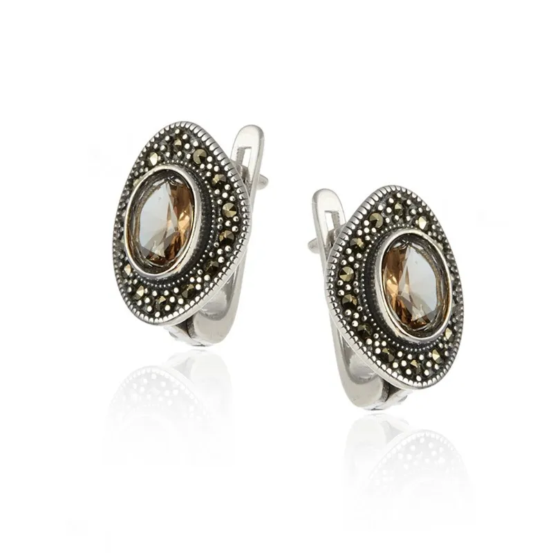 Kolczyki srebrne z markazytami i sultanitem