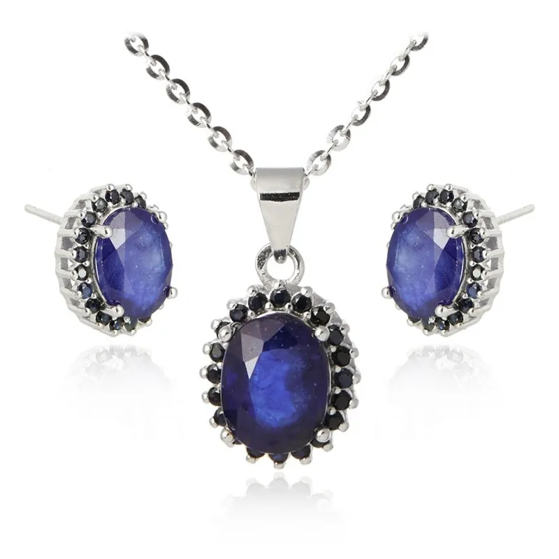 Komplet biżuterii z szafirami