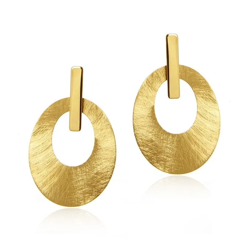 Kolczyki srebrne  pozłacane satynowane owalne - kolczyki na 3 sposoby