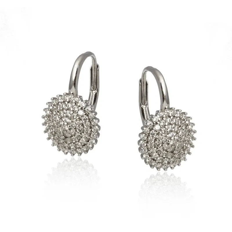 Kolczyki srebrne kółeczka z cyrkoniami na angielskim zapięciu