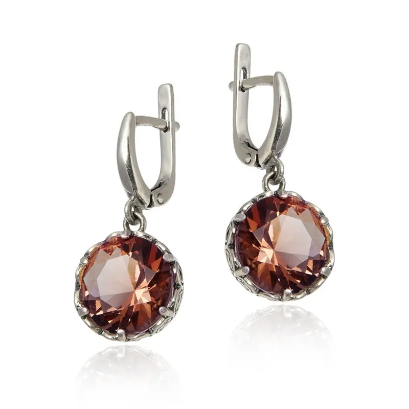 Kolczyki srebrne z sultanitem  - okrągłe