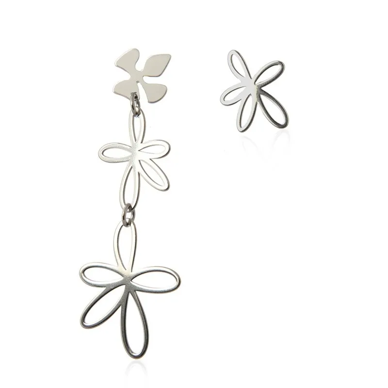 Kolczyki srebrne kwiaty  - kolczyk długi i krótki