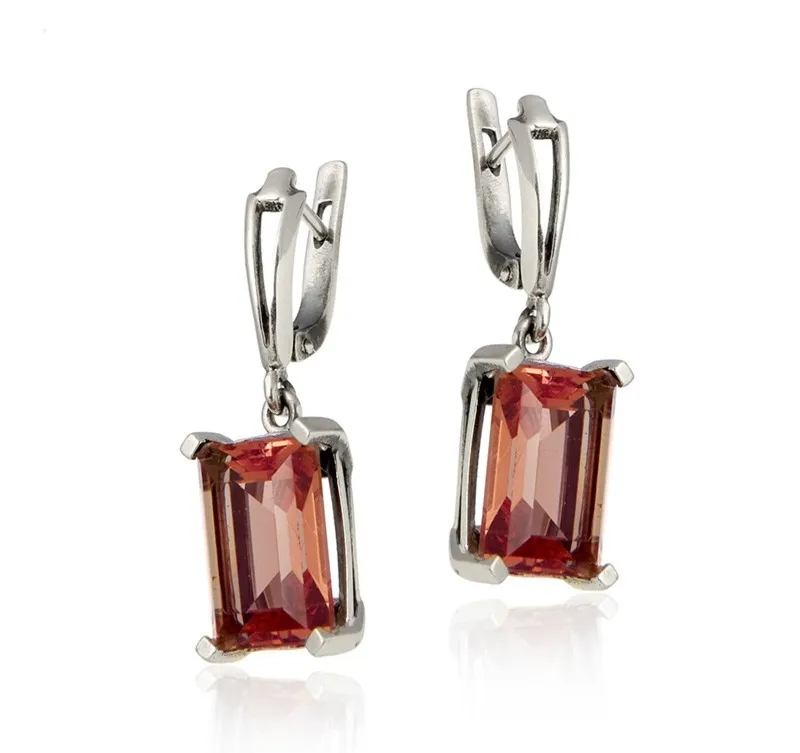 Kolczyki srebrne z sultanitem wiszące prostokąty