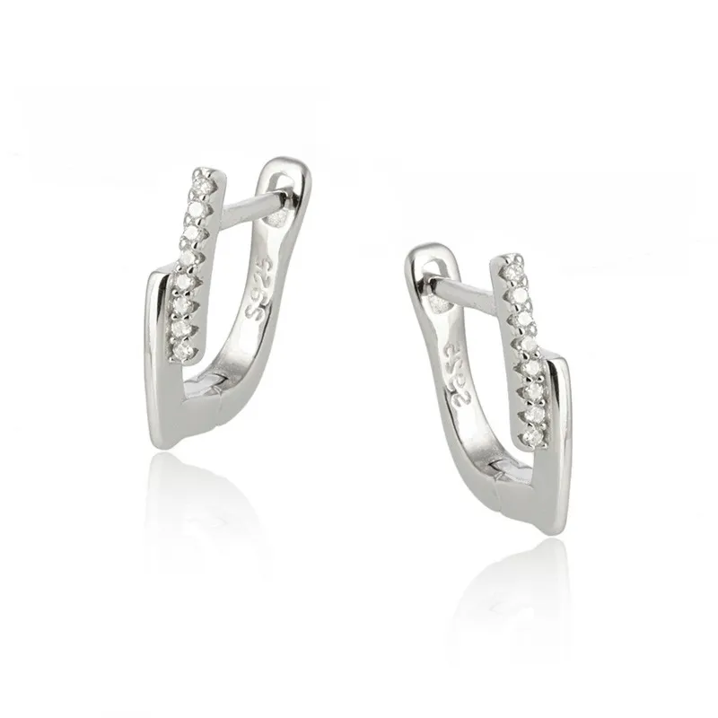 Kolczyki srebrne z cyrkoniami na angielskim zapięciu