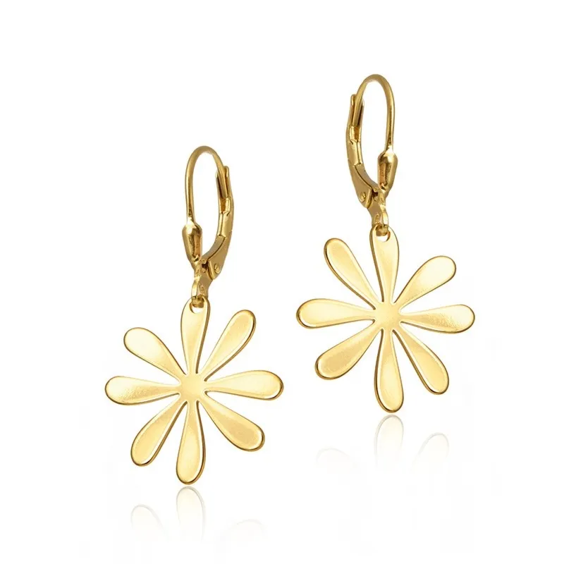 Kolczyki srebrne pozłacane wiszące kwiatki