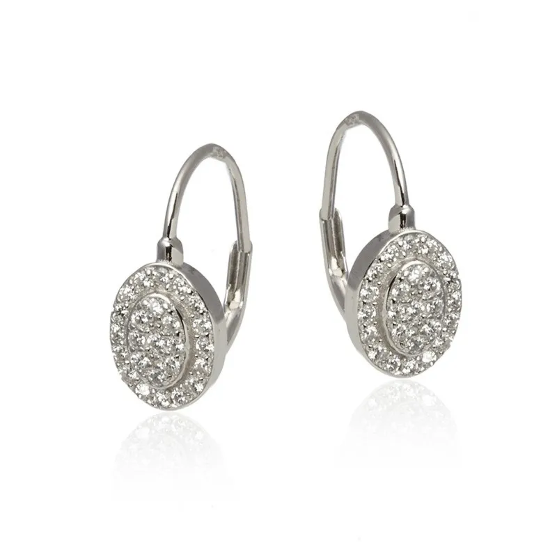 Kolczyki srebrne na angielskim zapieciu z cyrkoniami