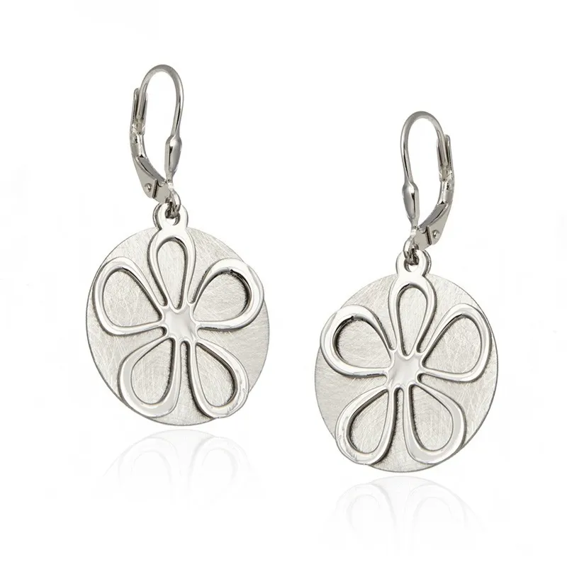 Kolczyki srebrne satynowane kwiaty