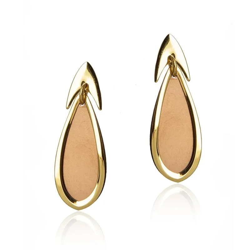 Kolczyki srebrne pozłacane z brązowym tytanem