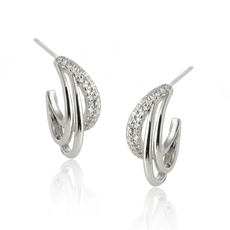 Kolczyki srebrne  z cyrkoniami - lira estelle