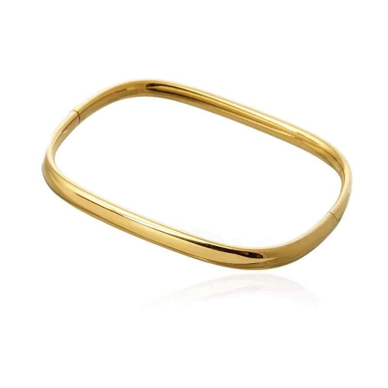 Capri - oryginalna bransoletka srebrna pozłacana bangle - prostokątna